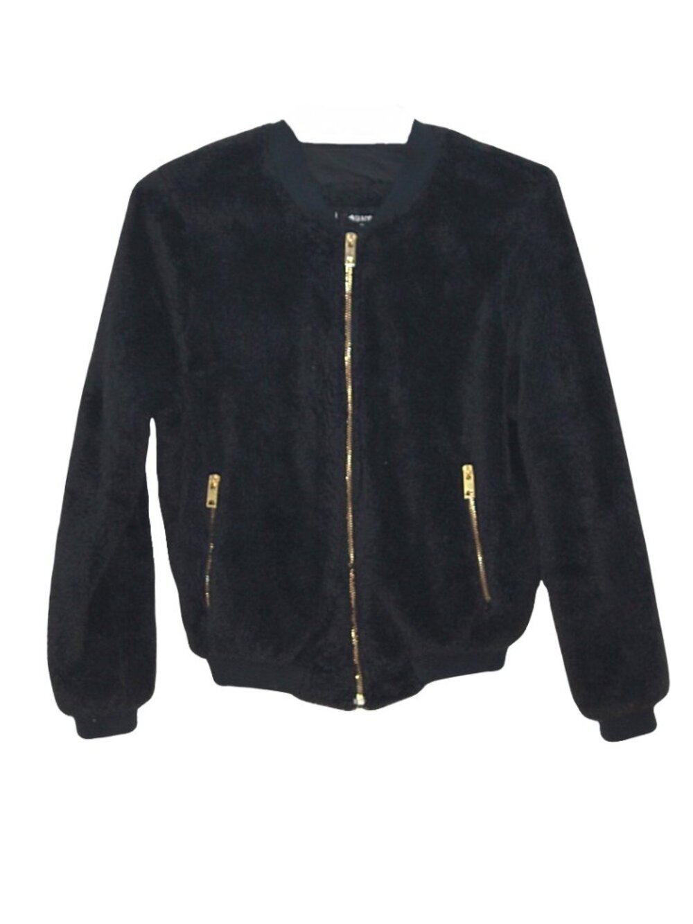 4SIENNA Black Faux Fur Bomber Jacket